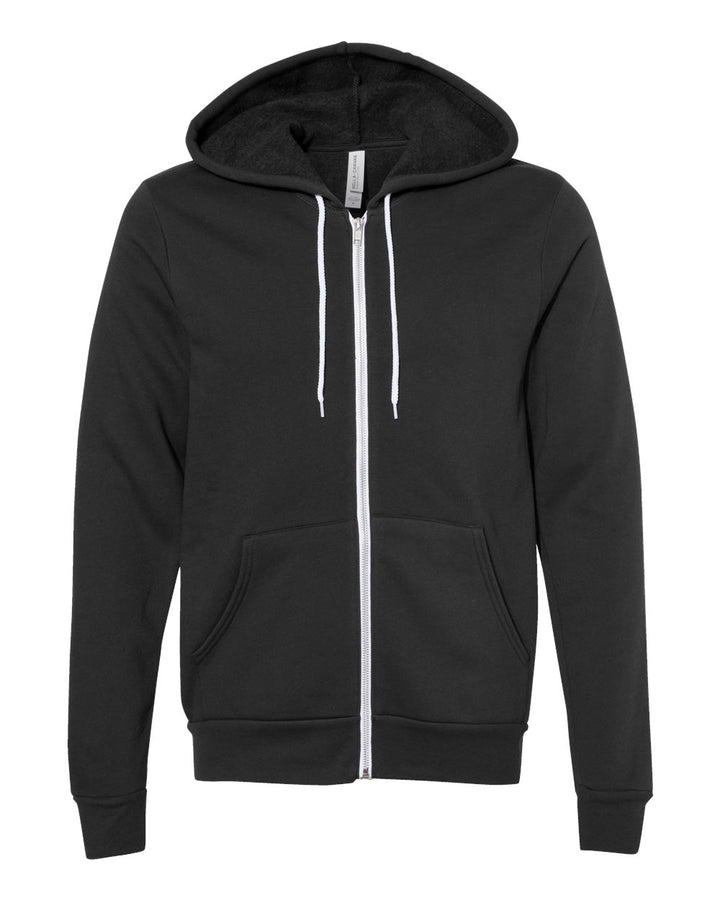 Front View of Vintage Black Sponge Fleece Full-Zip Hoodie - 3739