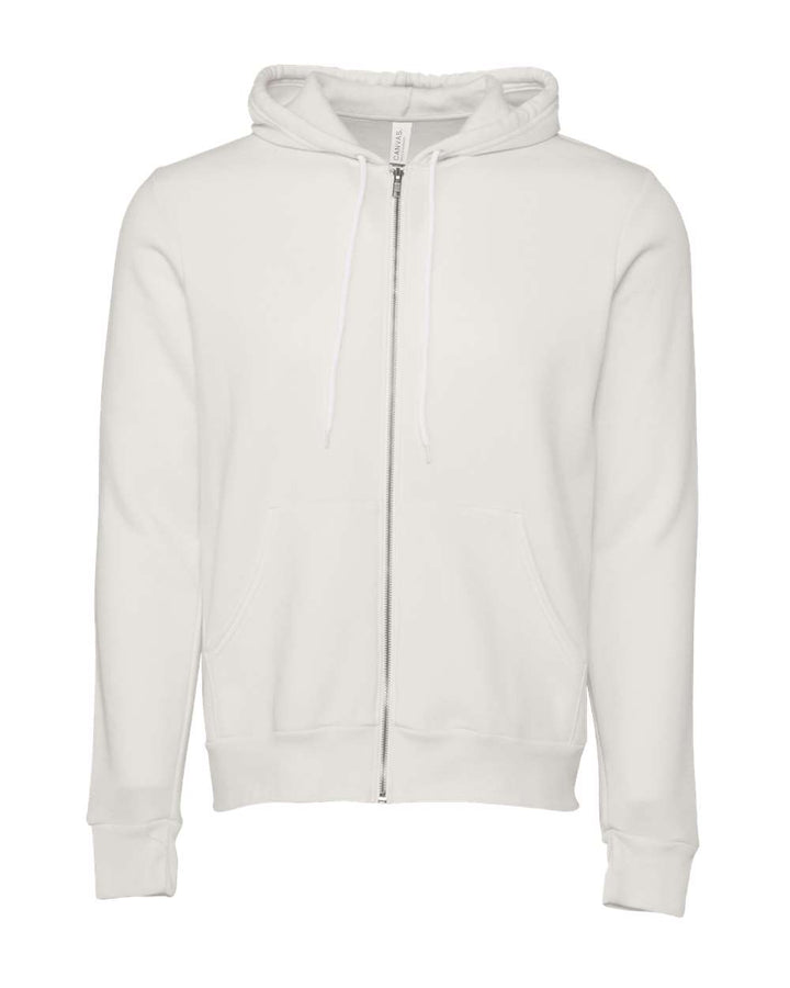 Front View of Vintage White Sponge Fleece Full-Zip Hoodie - 3739