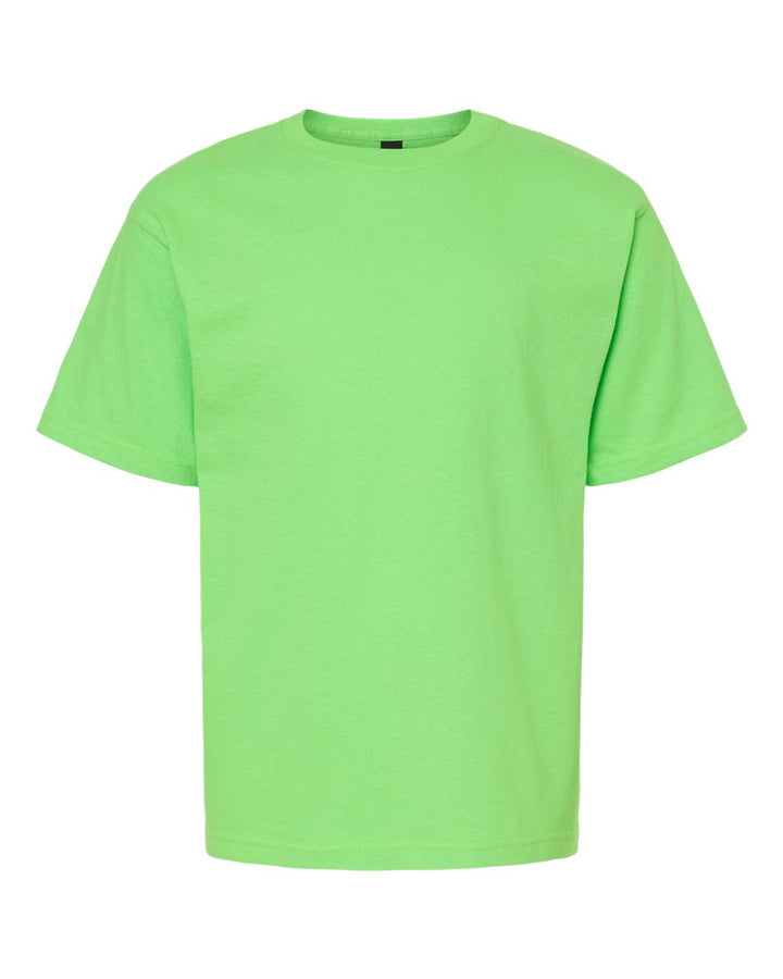 Front View of Vivid Lime Youth Gold Soft Touch T-Shirt - 4850