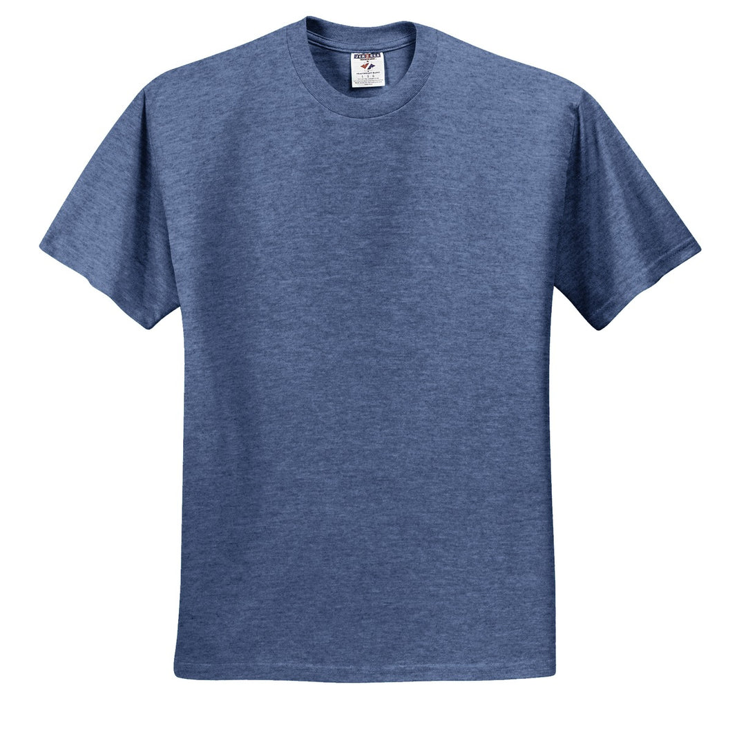 Front View of Vntg He Blue Jerzees - Dri-Power 50/50 Cotton/Poly T-Shirt. 29M