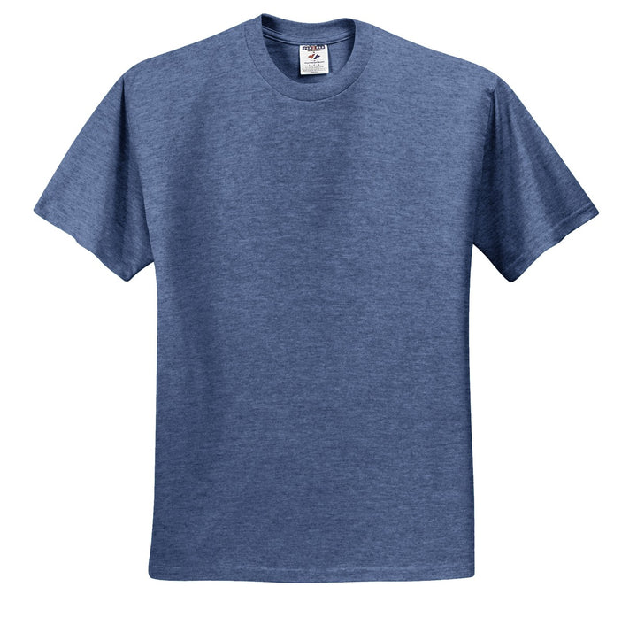 Front View of Vntg He Blue Jerzees - Dri-Power 50/50 Cotton/Poly T-Shirt. 29M