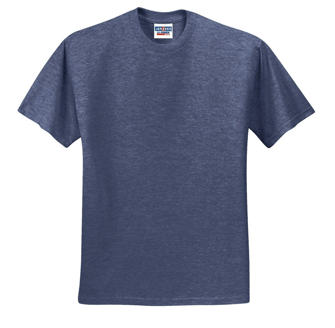Front View of Vntg He Navy Jerzees - Dri-Power 50/50 Cotton/Poly T-Shirt. 29M