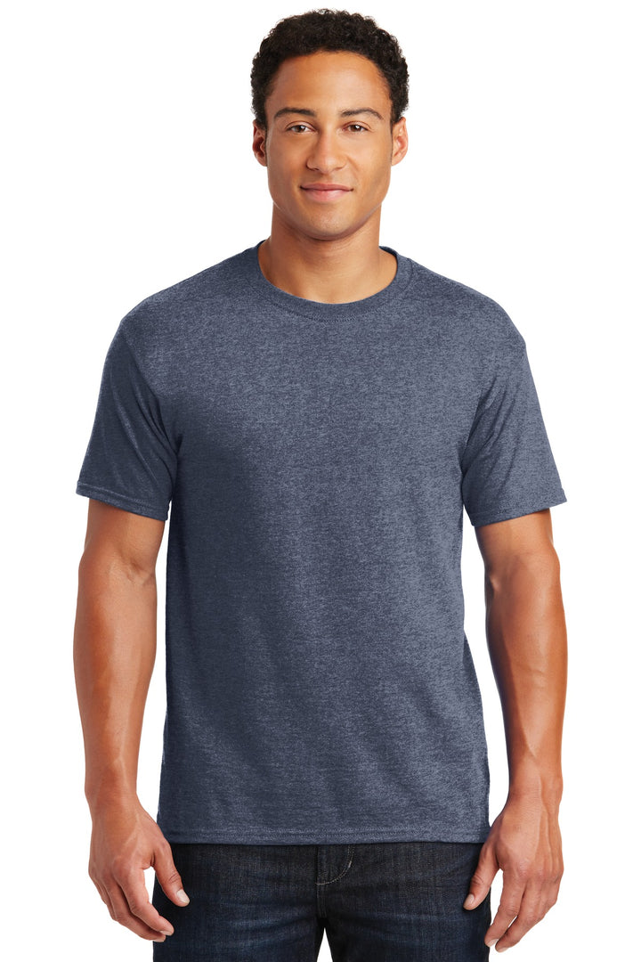 Front View of Vntg He Navy Jerzees - Dri-Power 50/50 Cotton/Poly T-Shirt. 29M