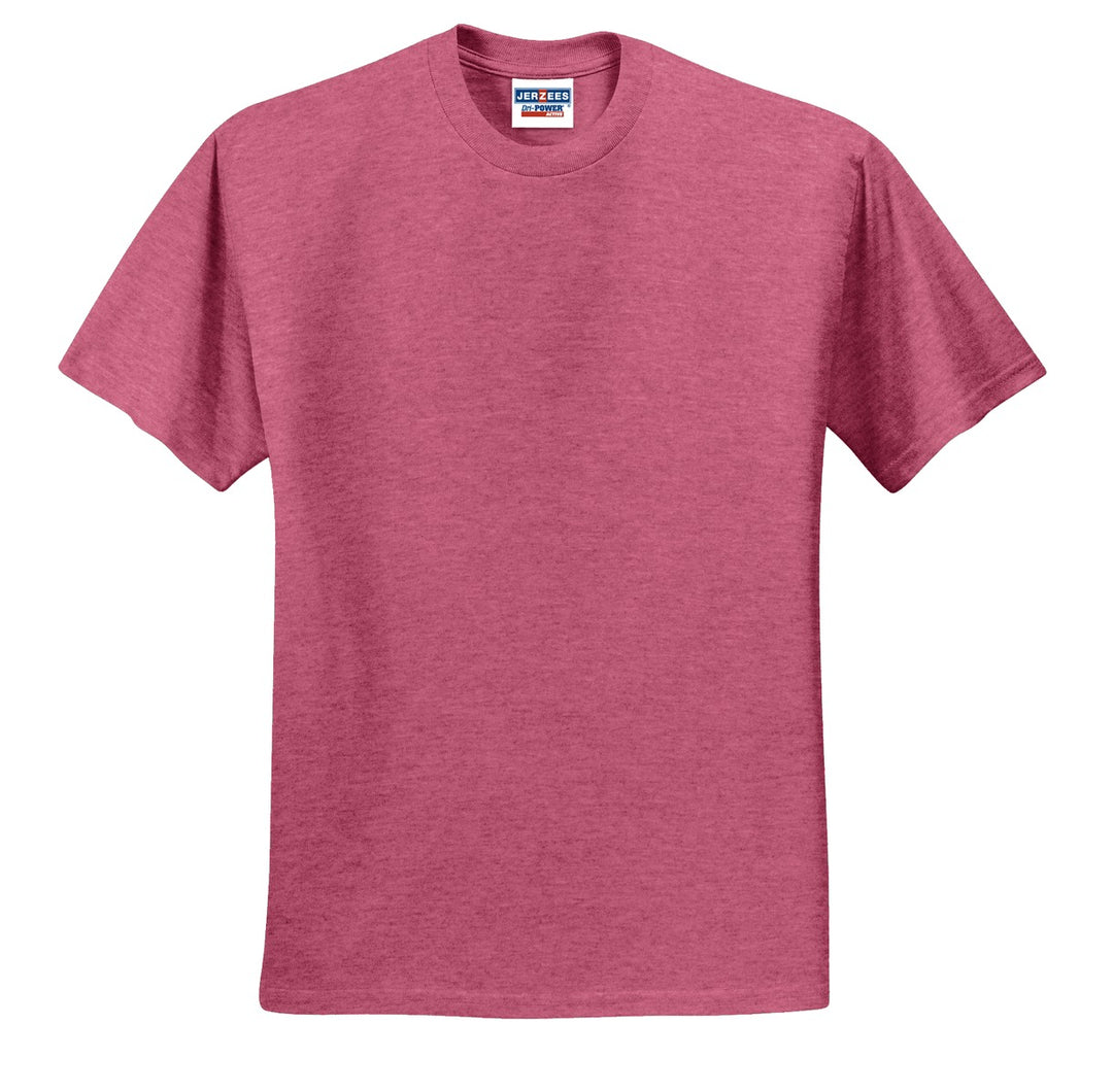 Front View of Vntg He Red Jerzees - Dri-Power 50/50 Cotton/Poly T-Shirt. 29M