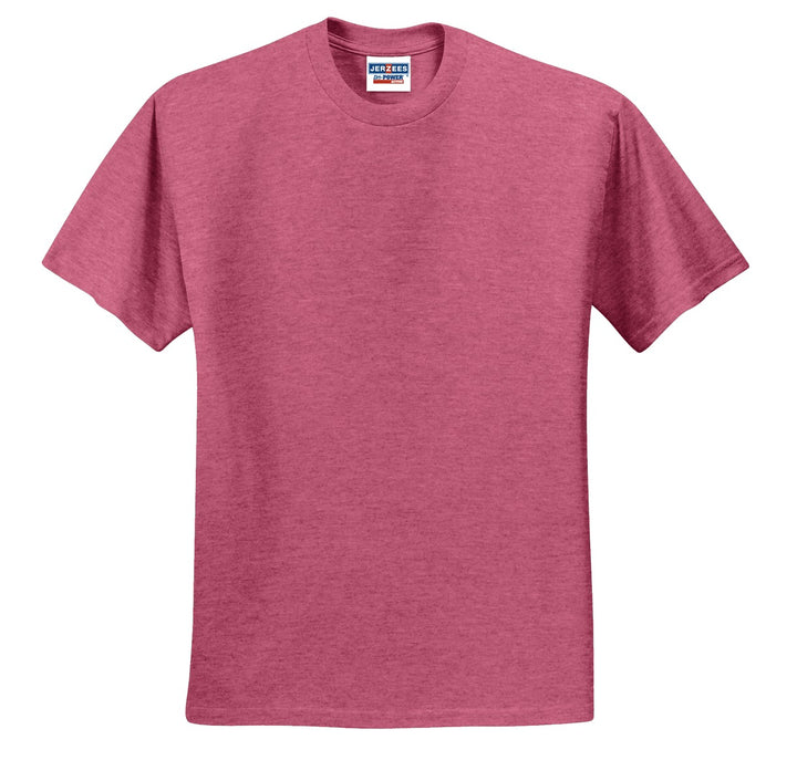 Front View of Vntg He Red Jerzees - Dri-Power 50/50 Cotton/Poly T-Shirt. 29M