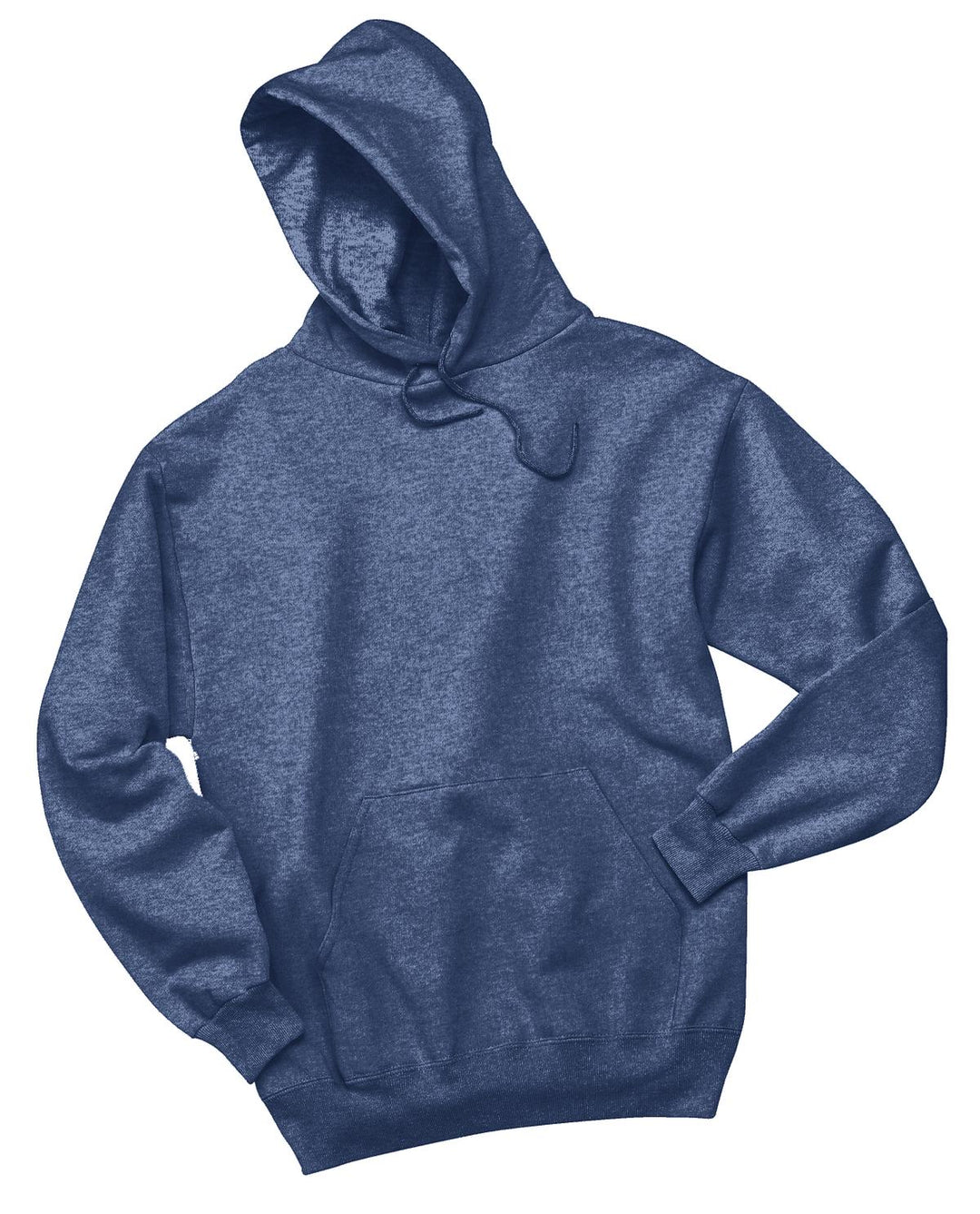 Front View of Vntg Hthr Blue Jerzees NuBlend Pullover Hooded Sweatshirt. 996M
