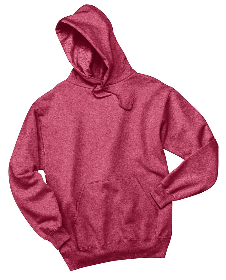 Front View of Vntg Hthr Red Jerzees NuBlend Pullover Hooded Sweatshirt. 996M