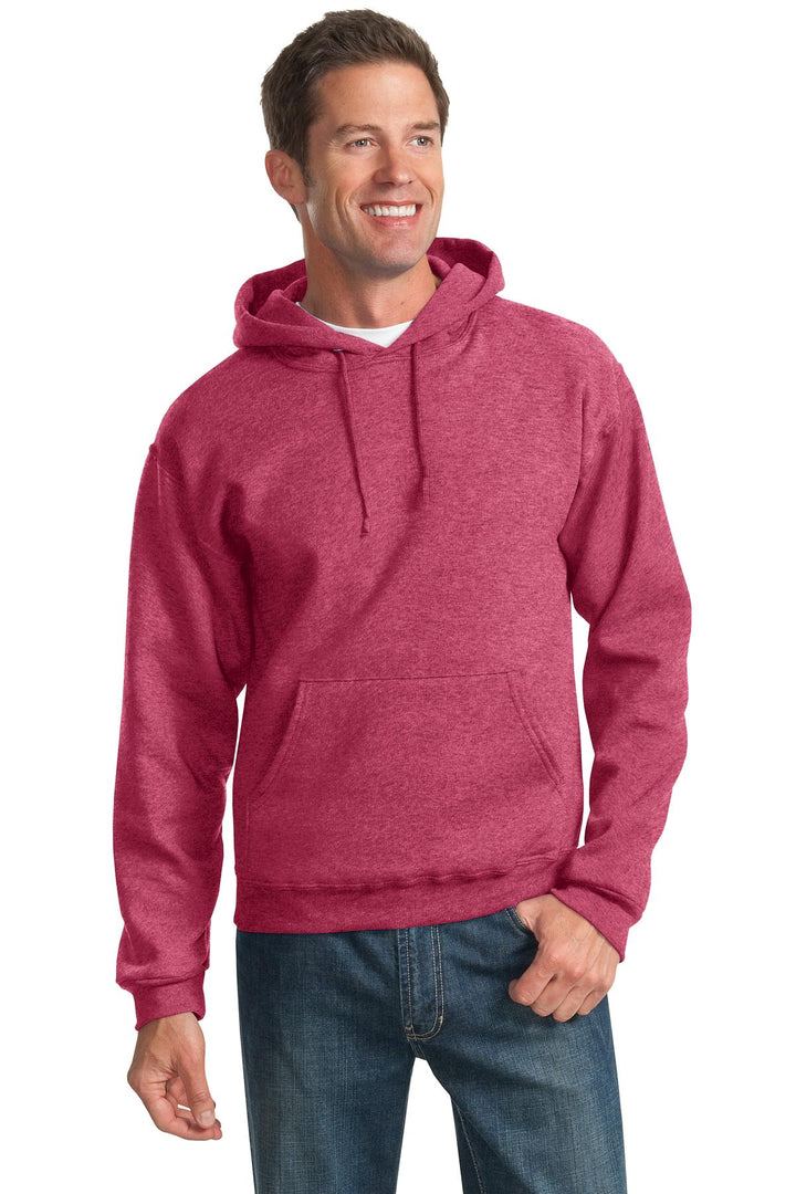 Front View of Vntg Hthr Red Jerzees NuBlend Pullover Hooded Sweatshirt. 996M
