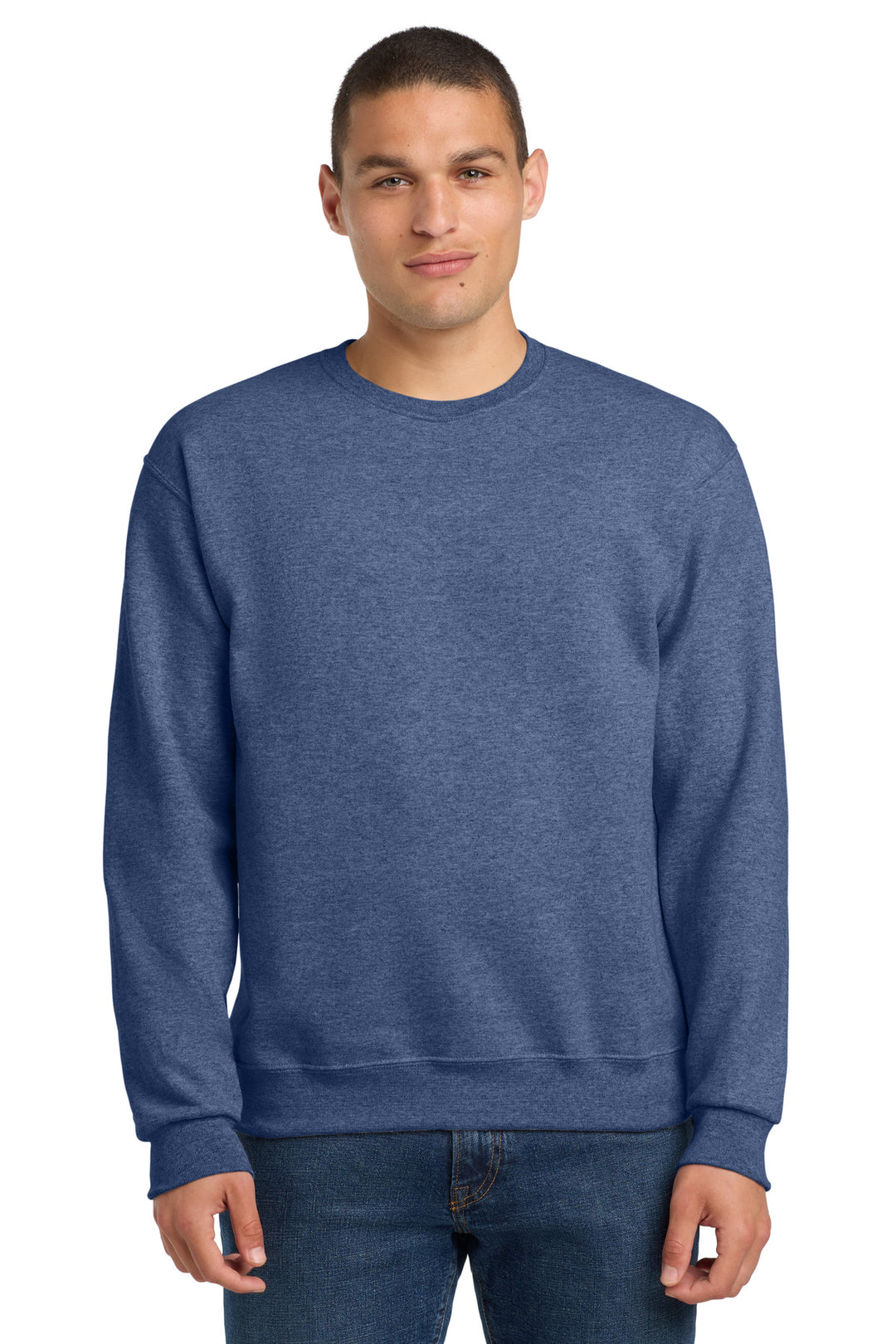 Front View of VtgHtrBl Jerzees - NuBlend Crewneck Sweatshirt. 562M