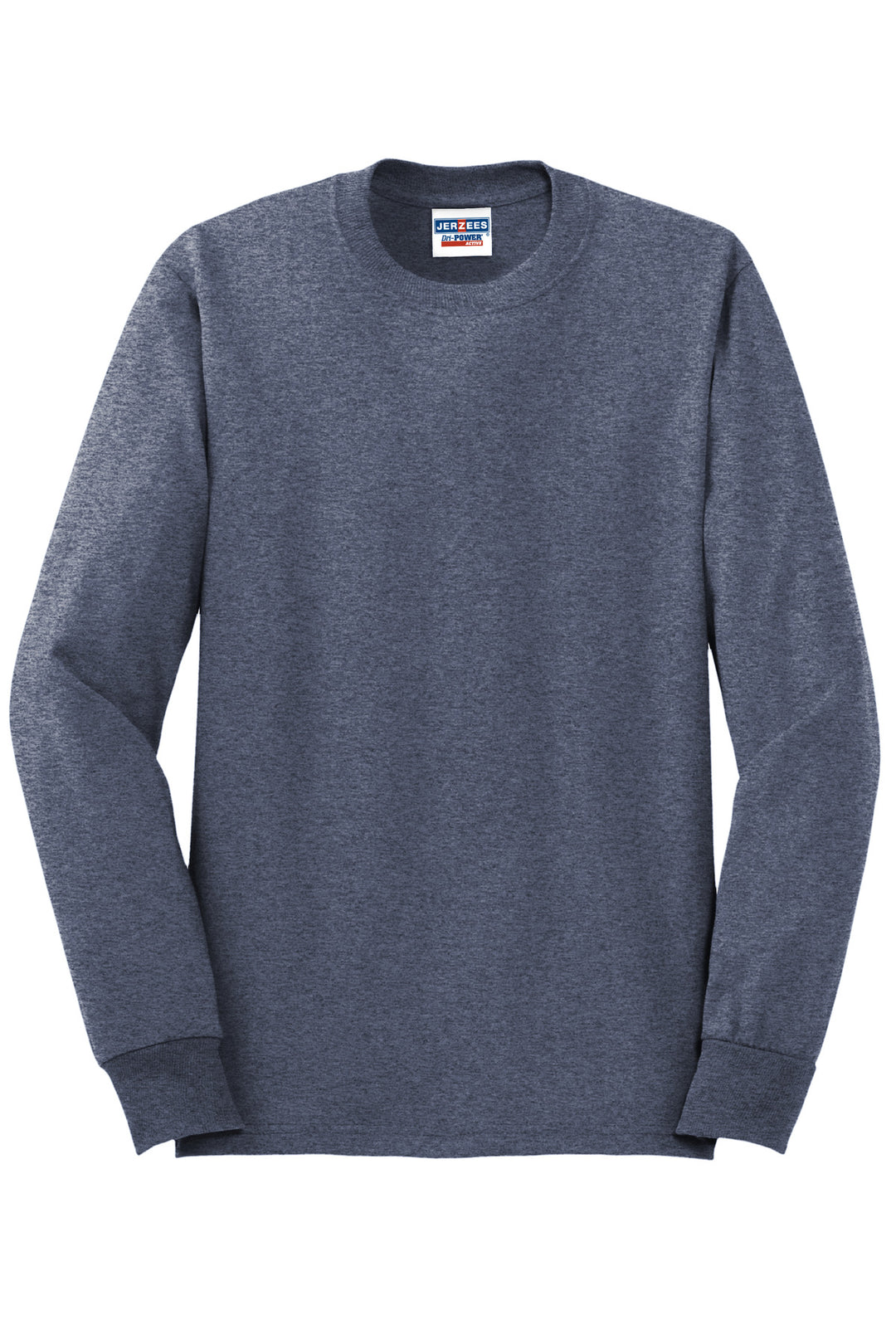Front View of VtgHtrNavy Jerzees - Dri-Power 50/50 Cotton/Poly Long Sleeve T-Shirt. 29LS