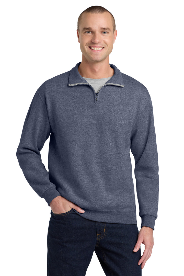 Front View of VtgHtrNavy Jerzees - NuBlend 1/4-Zip Cadet Collar Sweatshirt. 995M