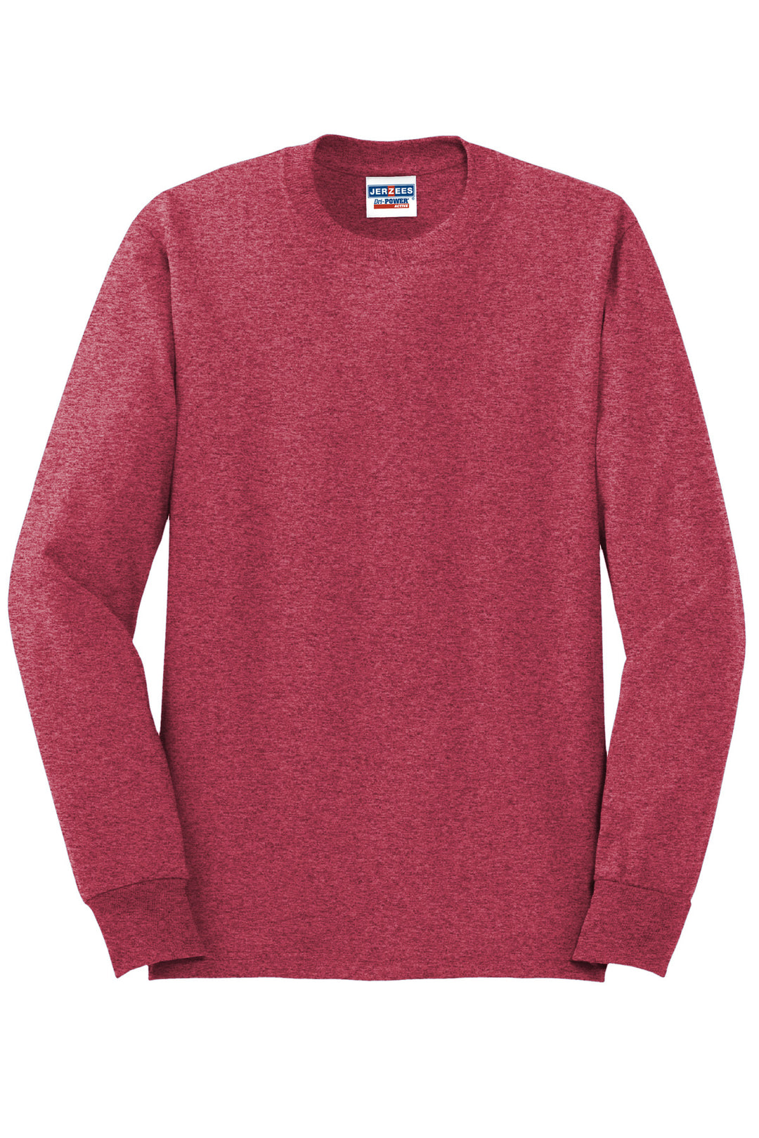 Front View of VtgHtrRed Jerzees - Dri-Power 50/50 Cotton/Poly Long Sleeve T-Shirt. 29LS