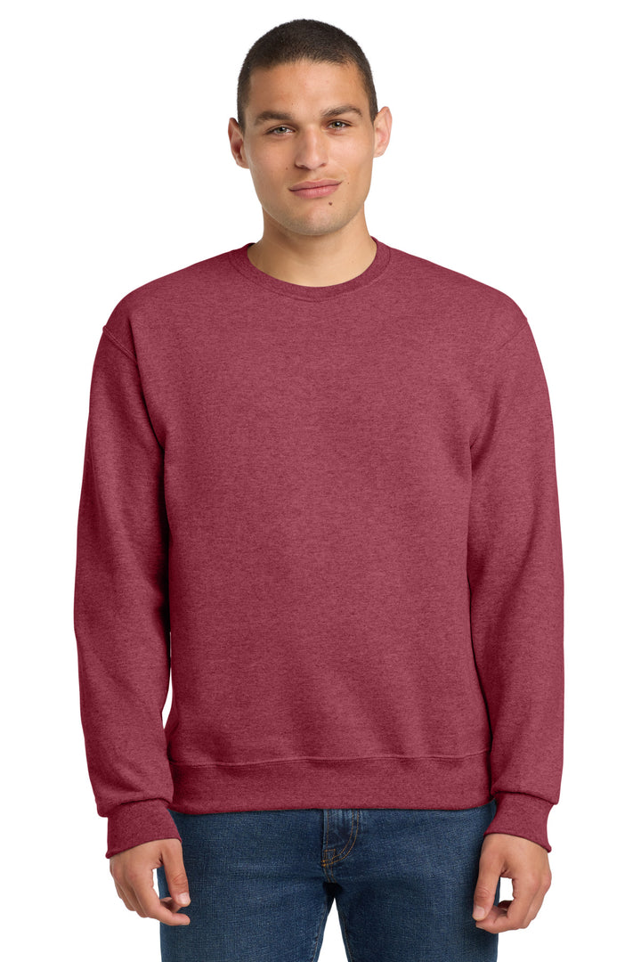 Front View of VtgHtrRed Jerzees - NuBlend Crewneck Sweatshirt. 562M