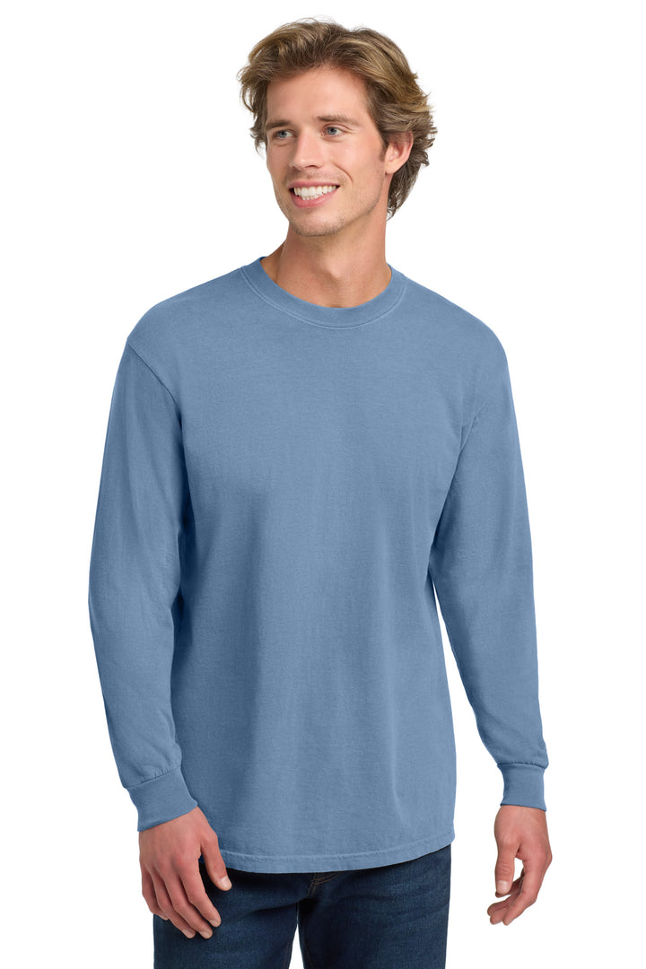Front View of WashedDnm COMFORT COLORS Heavyweight Ring Spun Long Sleeve Tee. 6014