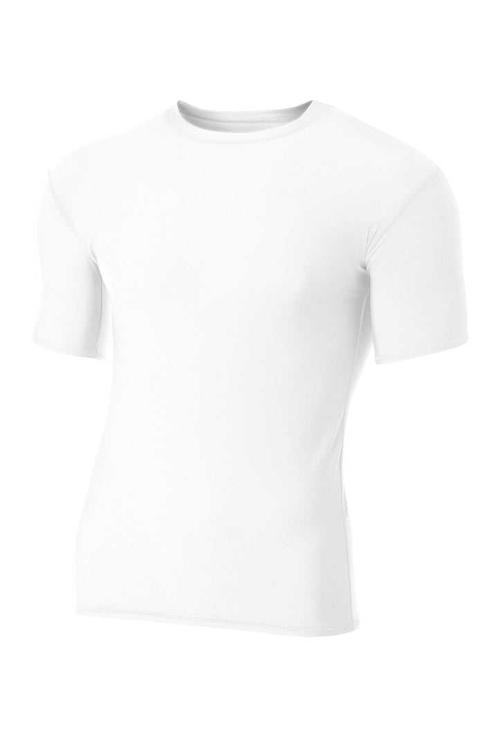 Front View of White A4 Compression Short Sleeve Tee A4N3130