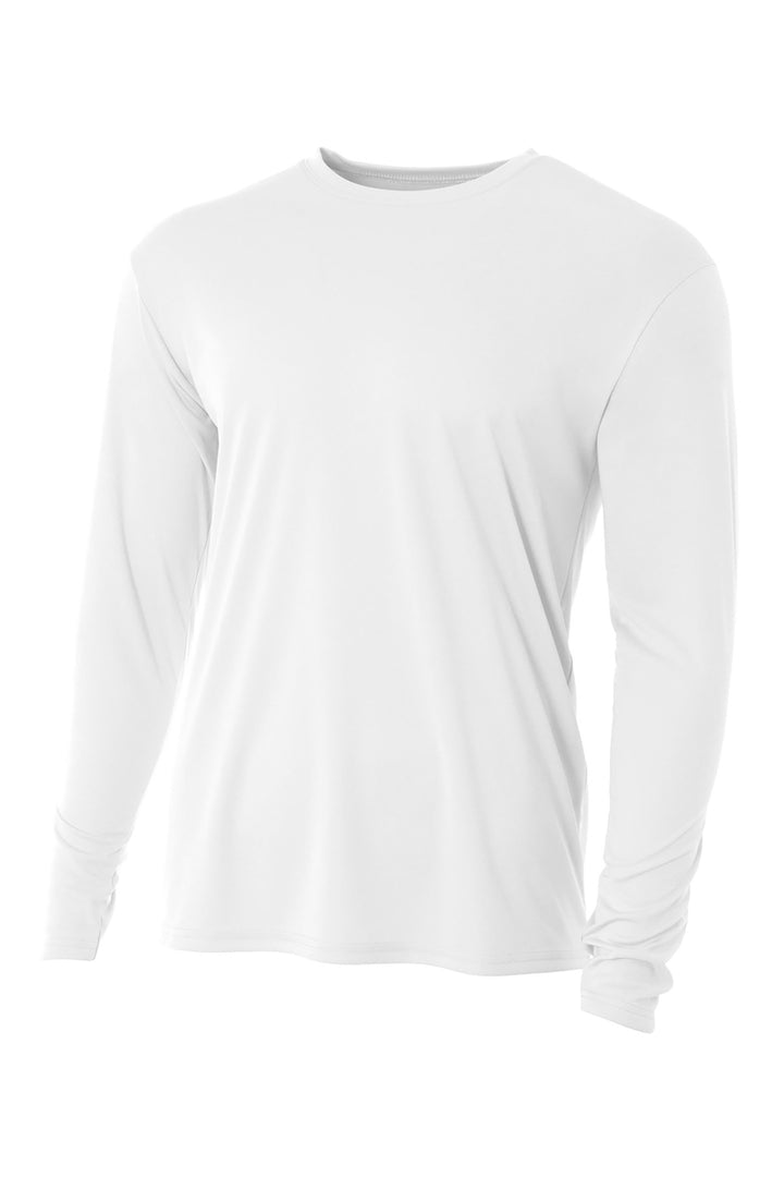 Front View of White A4 Youth Cooling Performance Long Sleeve Tee A4NB3165