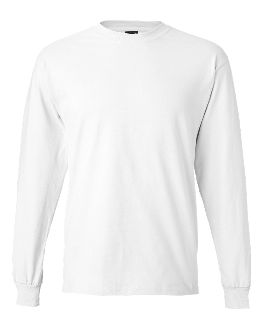 Front View of White Beefy-T® Long Sleeve T-Shirt - 5186