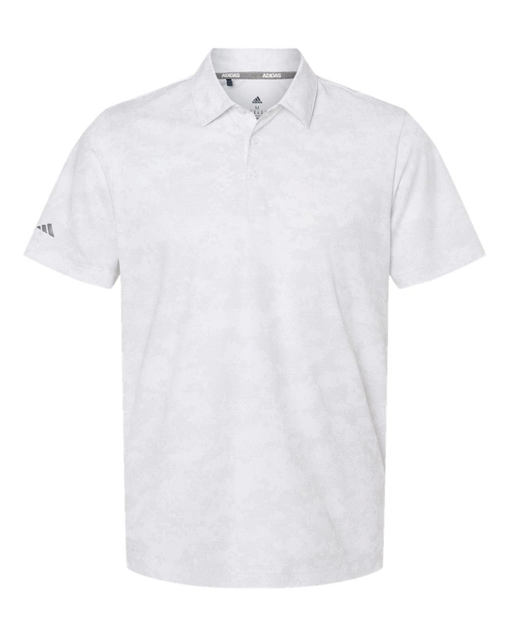 Front View of White Camo Polo - A550