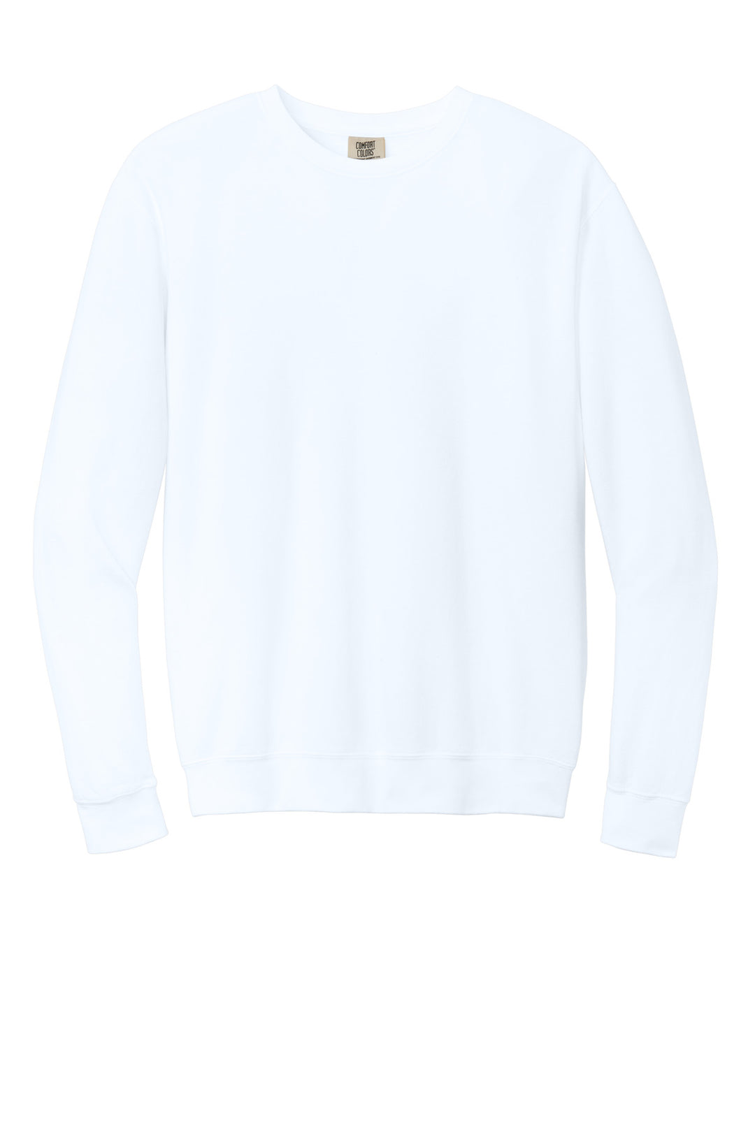 Front View of White Comfort Colors Lightweight Crewneck Sweatshirt 1466