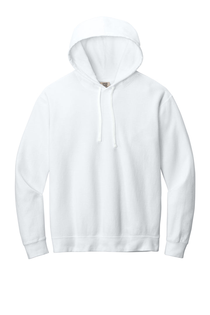 Front View of White Comfort Colors Lightweight Hooded Sweatshirt 1467