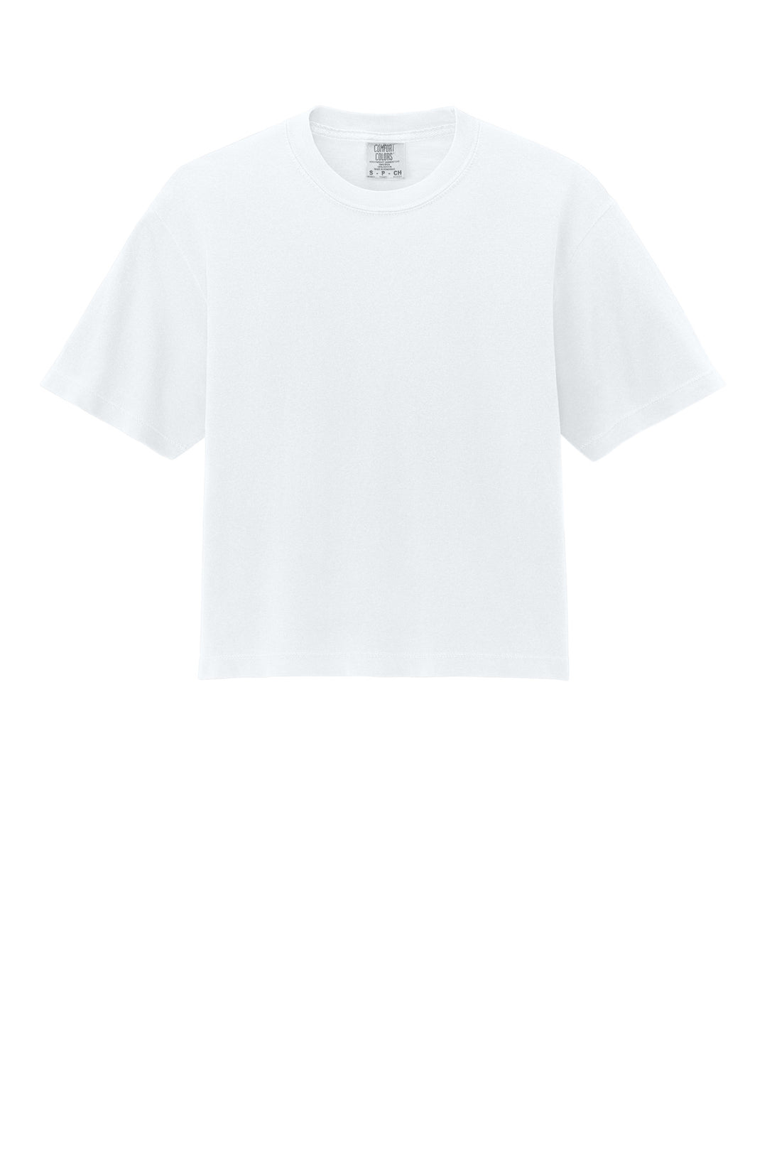 Front View of White Comfort Colors Women's Heavyweight Boxy Tee 3023CL
