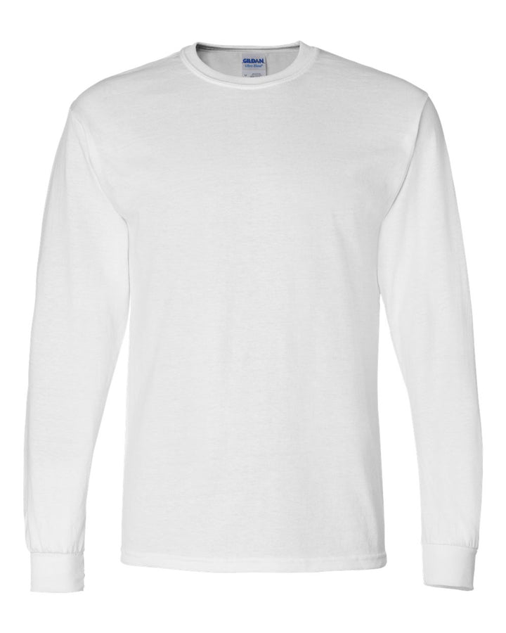 Front View of White DryBlend® 50/50 Long Sleeve T-Shirt - 8400