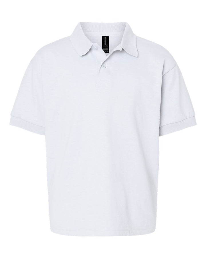 Front View of White DryBlend® Youth Jersey Polo - 8800B