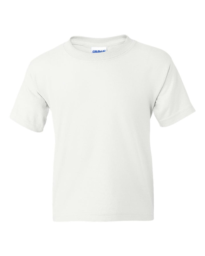 Front View of White DryBlend® Youth T-Shirt - 8000B