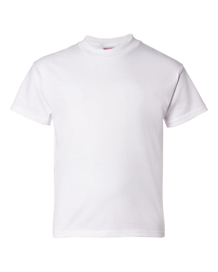 Front View of White Essential-T Youth T-Shirt - 5480