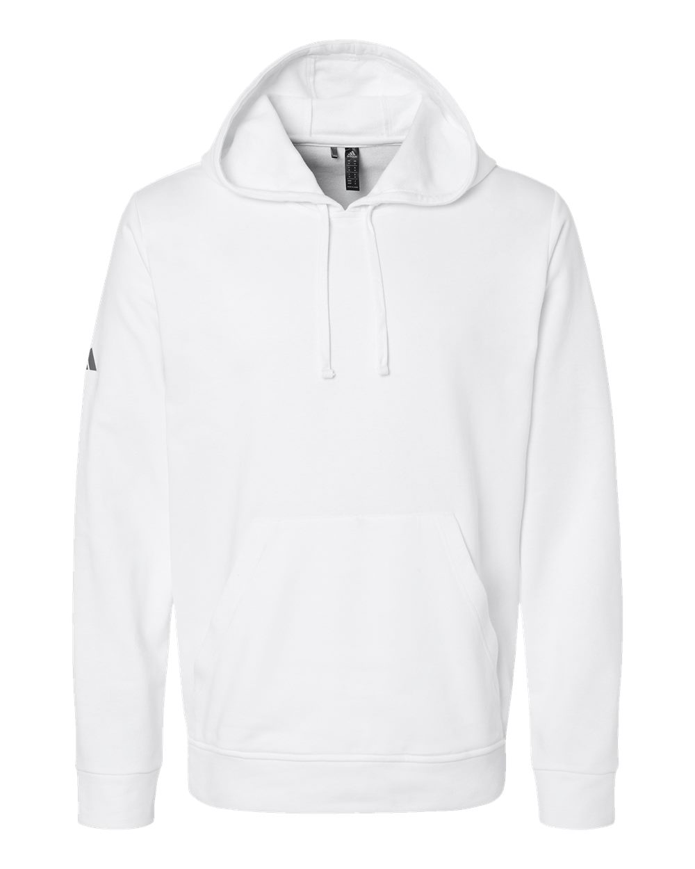 Front View of White Fleece Hooded Sweatshirt - A432
