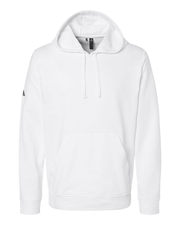 Front View of White Fleece Hooded Sweatshirt - A432