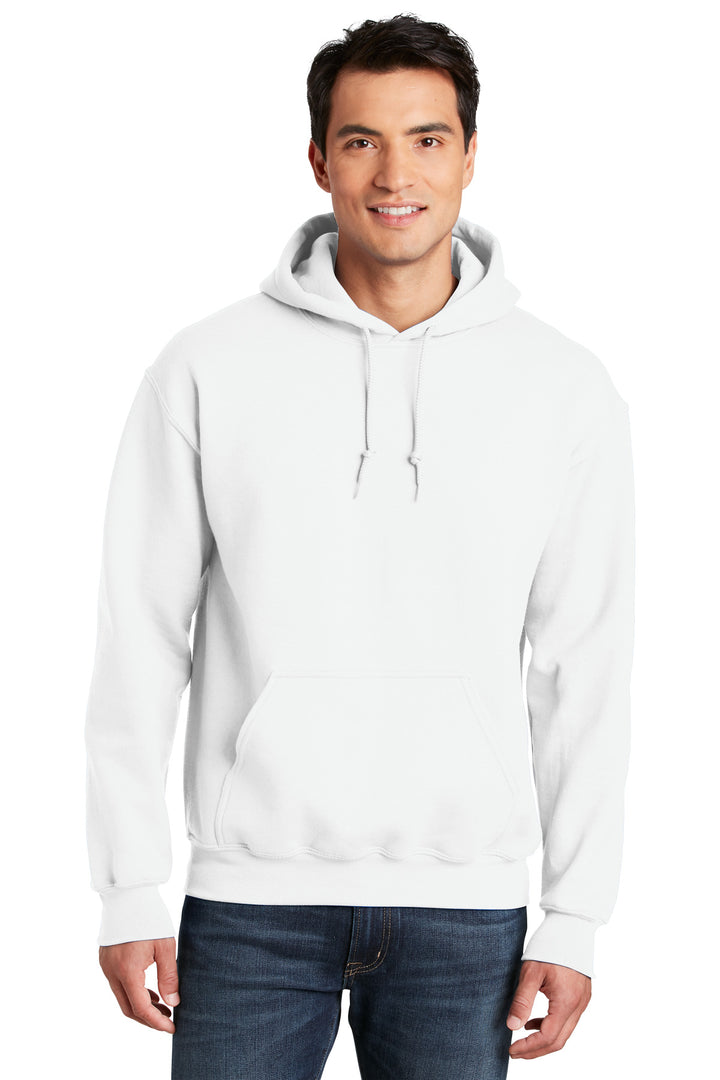 Front View of White Gildan - DryBlend Pullover Hooded Sweatshirt. 12500