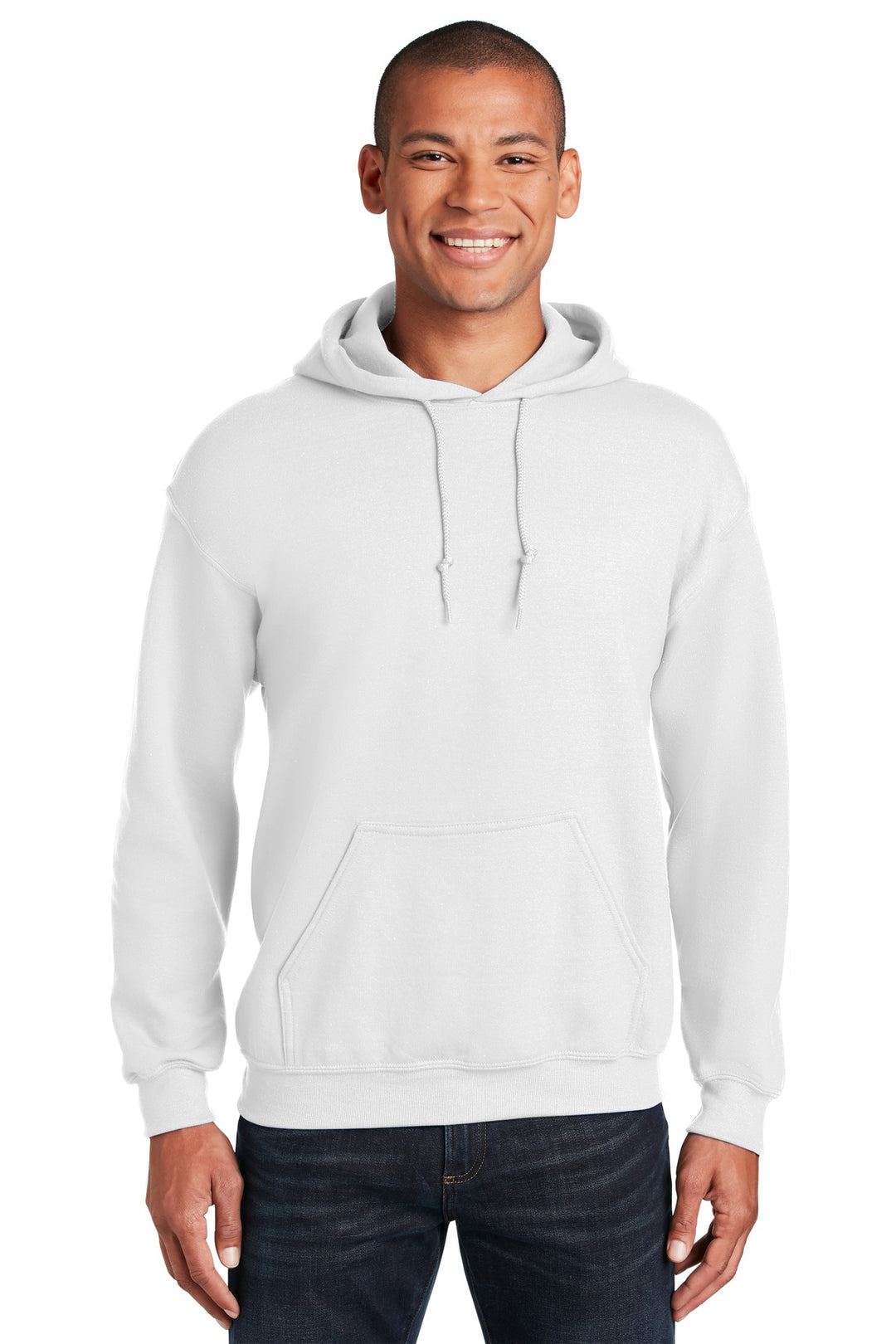 Front View of White Gildan - Heavy Blend Hooded Sweatshirt. 18500
