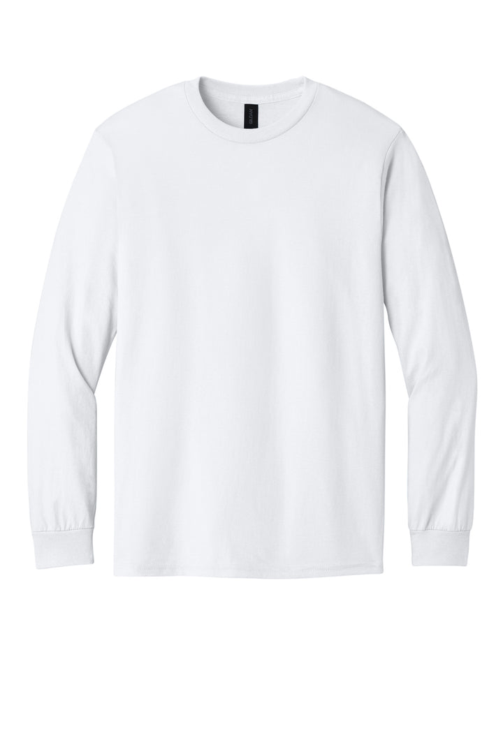 Front View of White Gildan - Heavy Cotton 100% Cotton Long Sleeve T-Shirt. 5400