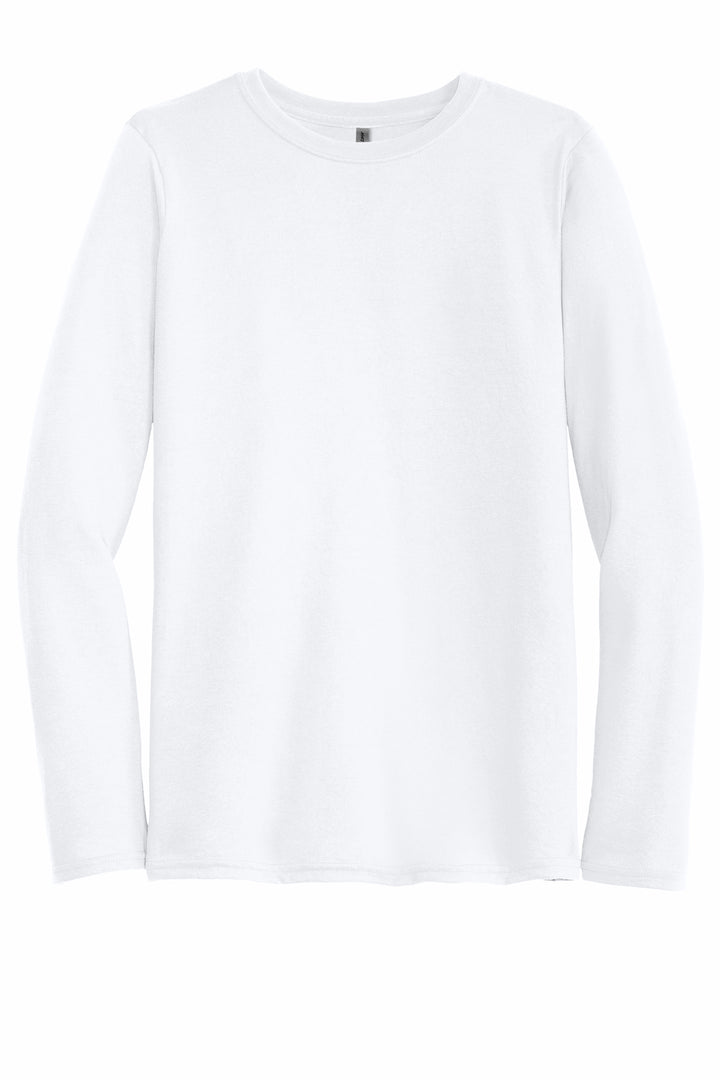 Front View of White Gildan Performance Long Sleeve T-Shirt. 42400