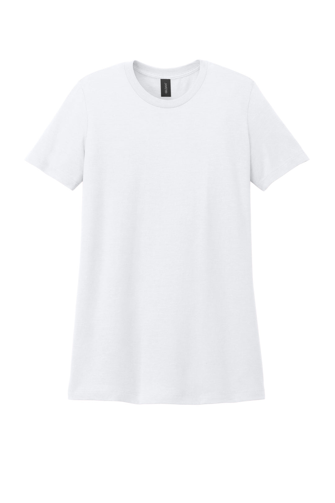 Front View of White Gildan Softstyle Women's CVC T-Shirt 64001LCVC