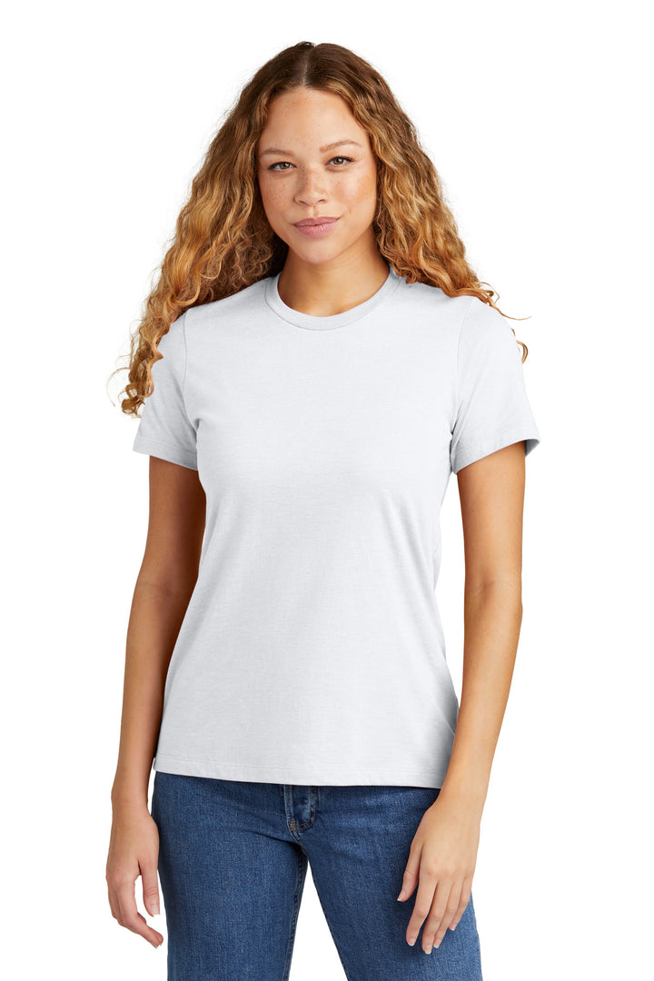 Front View of White Gildan Softstyle Women's CVC T-Shirt 64001LCVC