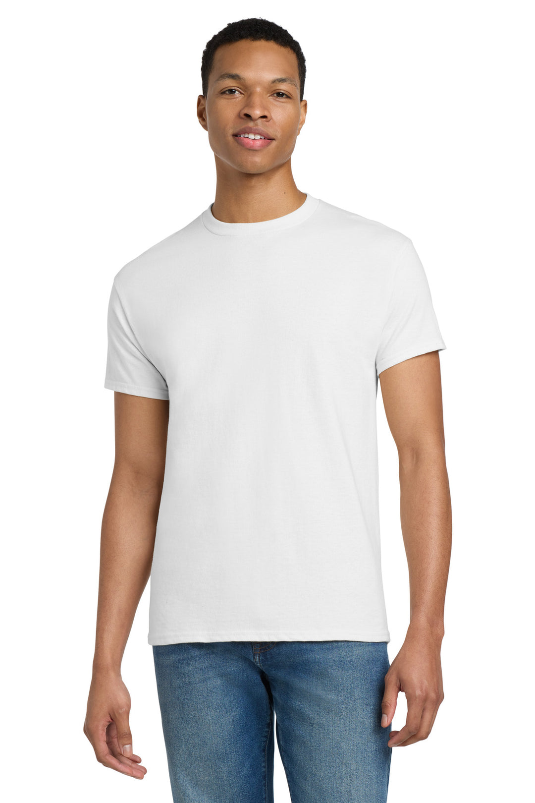 Front View of White Gildan Tall 100% US Cotton T-Shirt 2000T