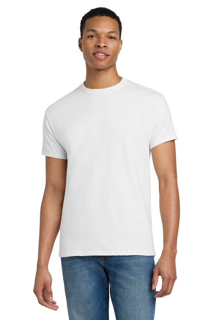 Front View of White Gildan Tall 100% US Cotton T-Shirt 2000T
