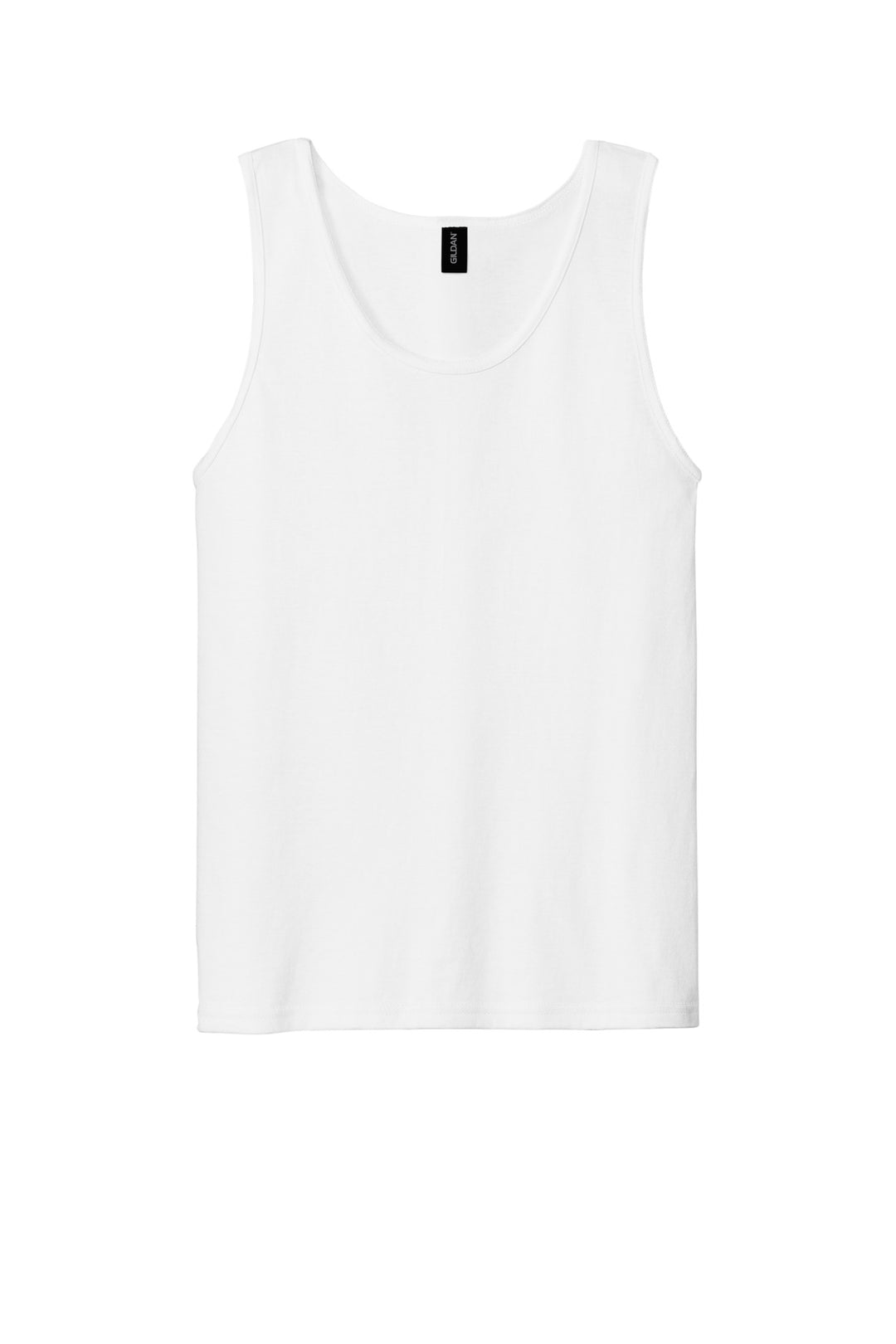 Front View of White Gildan - Ultra Cotton 100% US Cotton Tank Top. 2200