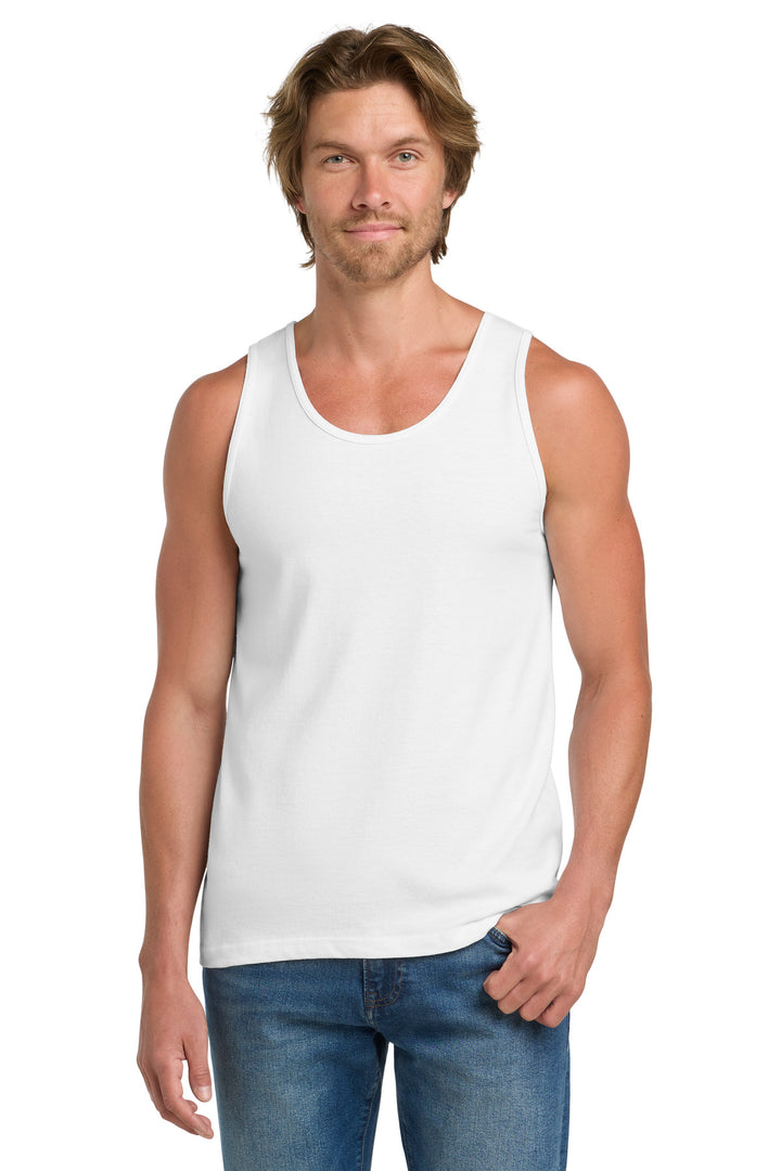 Front View of White Gildan - Ultra Cotton 100% US Cotton Tank Top. 2200