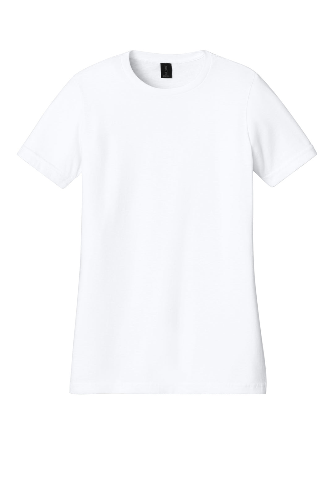 Front View of White Gildan Women's Softstyle Midweight Tee 65000L