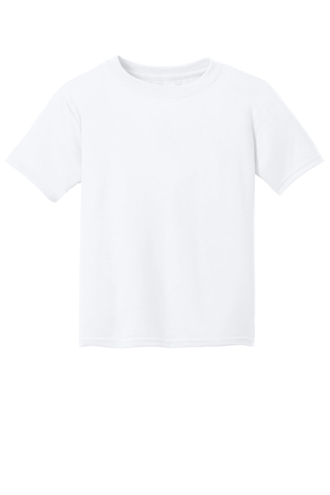 Front View of White Gildan Youth Gildan Performance T-Shirt. 42000B