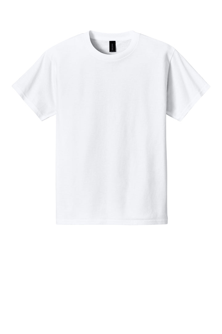 Front View of White Gildan Youth Light Cotton Tee 3000B