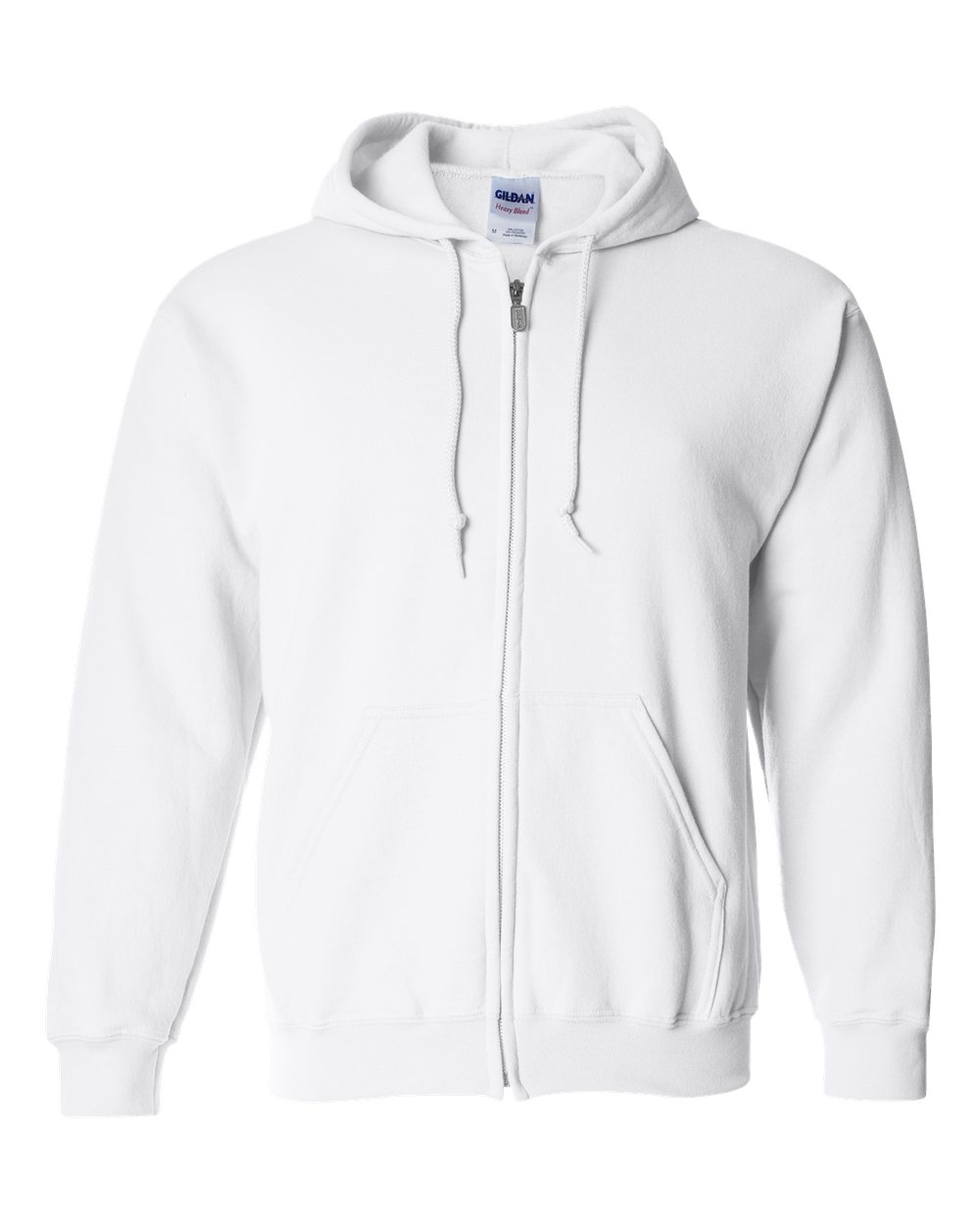 Front View of White Heavy Blend™ Full-Zip Hooded Sweatshirt - 18600