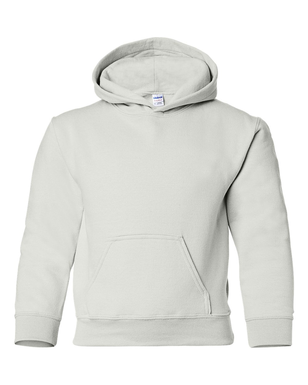 Front View of White Heavy Blend™ Youth Hooded Sweatshirt - 18500B