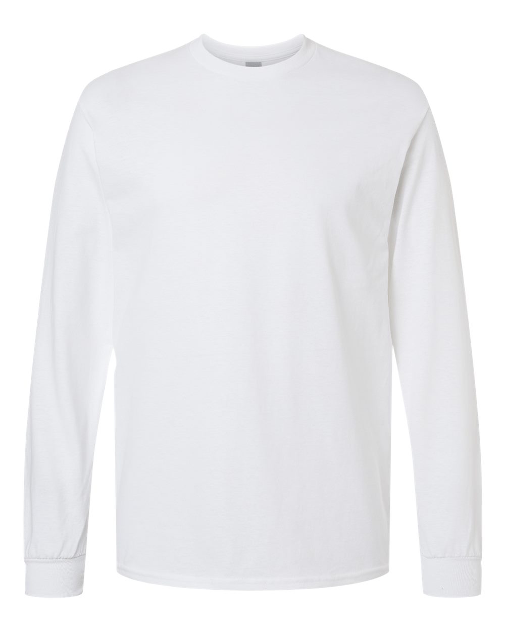 Front View of White Heavy Cotton™ Long Sleeve T-Shirt - 5400