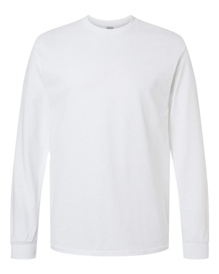 Front View of White Heavy Cotton™ Long Sleeve T-Shirt - 5400