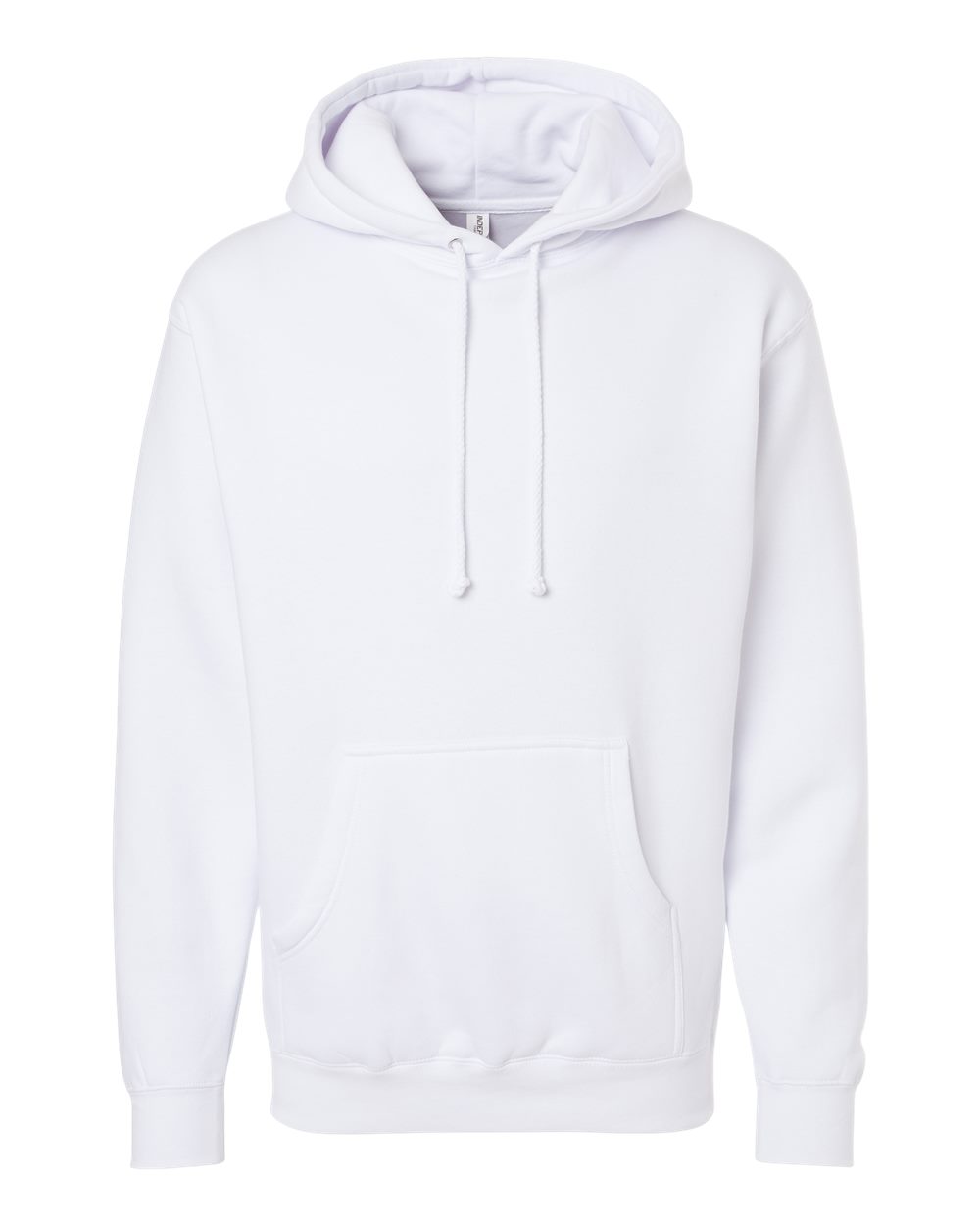 Front View of White Heavyweight Hooded Sweatshirt - IND4000