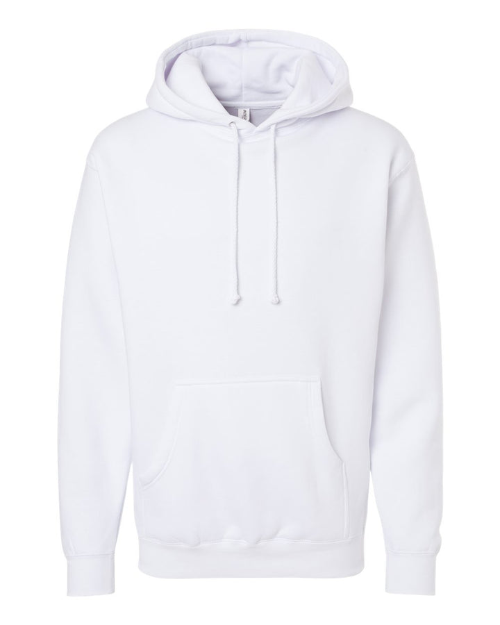 Front View of White Heavyweight Hooded Sweatshirt - IND4000